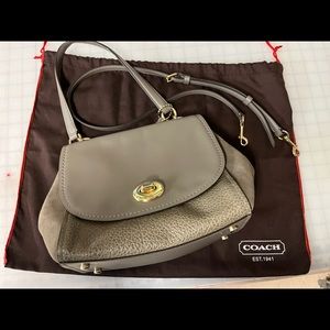 COPY - Coach leather/suede satchel with gold closure